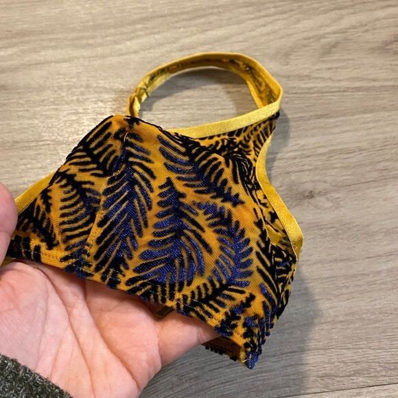 Out from Under UO nylon blend gold sheer velvet like triangle bra size small - Picture 2 of 6